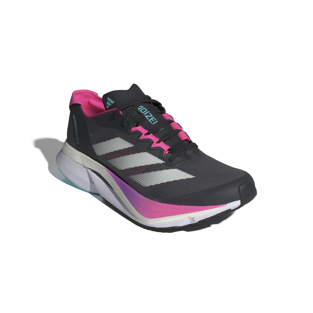 Adidas Womens Adizero Boston 12 - Grey Five/Crystal Jade/Lucid Pink - Neutral - SS25