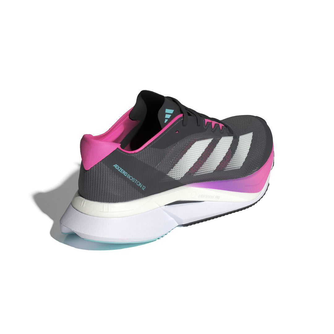 Adidas Womens Adizero Boston 12 - Grey Five/Crystal Jade/Lucid Pink - Neutral - SS25