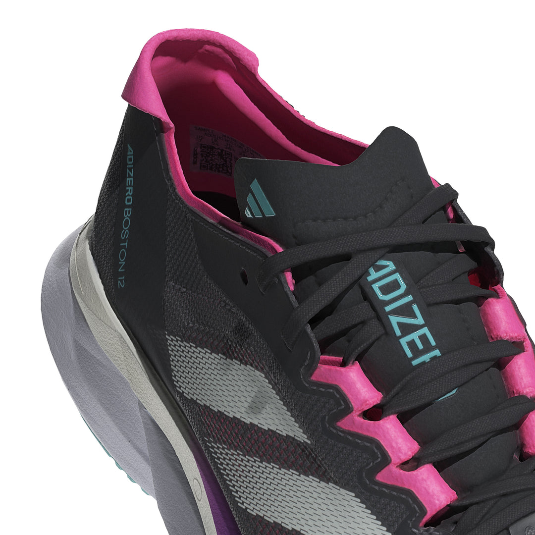 Adidas Womens Adizero Boston 12 - Grey Five/Crystal Jade/Lucid Pink - Neutral - SS25