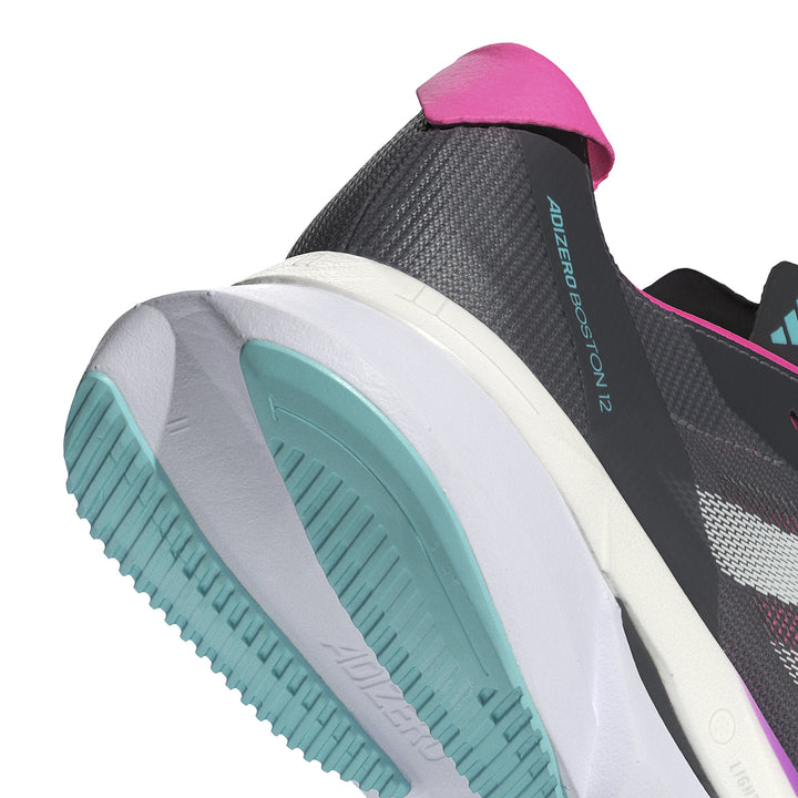 Adidas Womens Adizero Boston 12 - Grey Five/Crystal Jade/Lucid Pink - Neutral - SS25