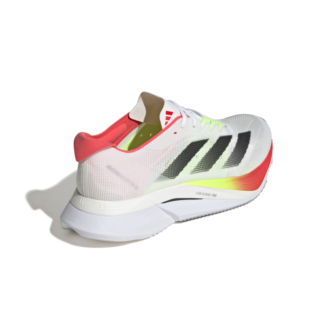 Adidas Mens Adizero Boston 12 - Footwear White/Core Black/Lucid Red - Neutral - SS25