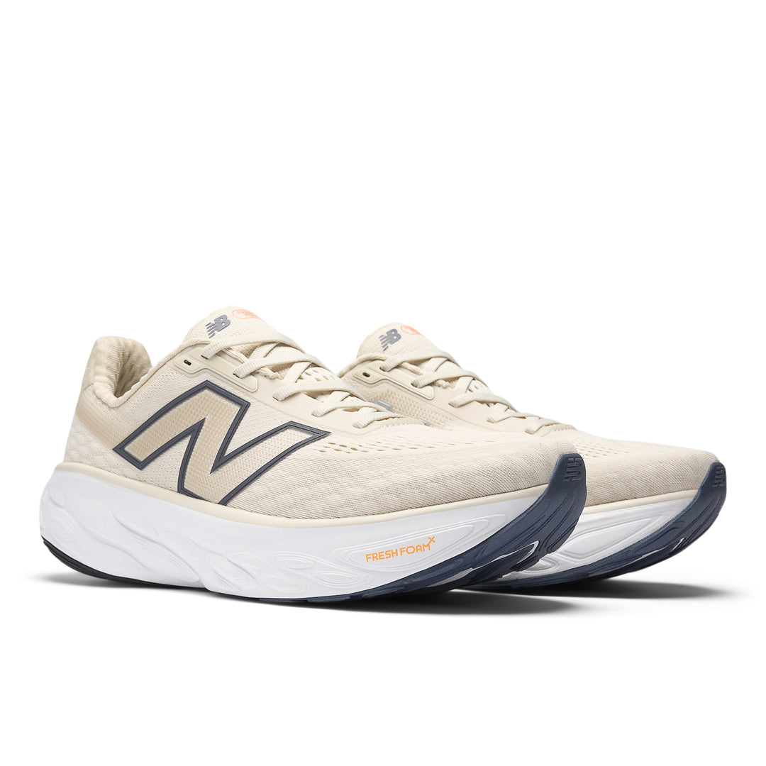 New Balance Mens 1080V14 Wide - 2E Width - Sea Salt/Vintage Indigo/Hot Mango - Neutral - SS25