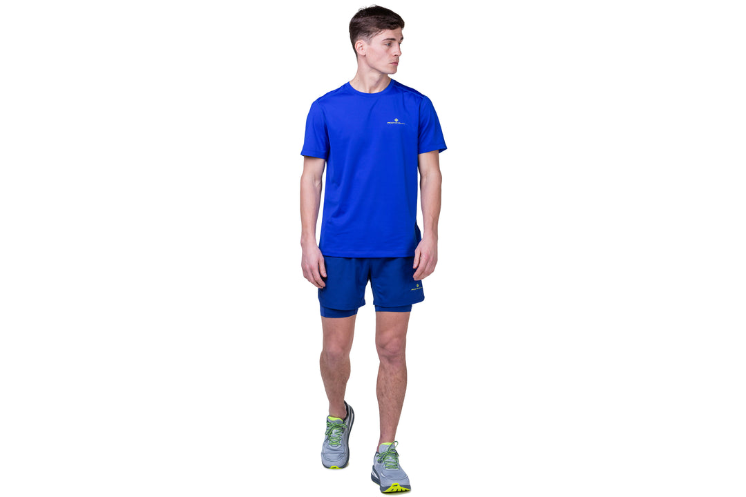 RonHill Mens Tech S/S Tee - Azurite/Citrus