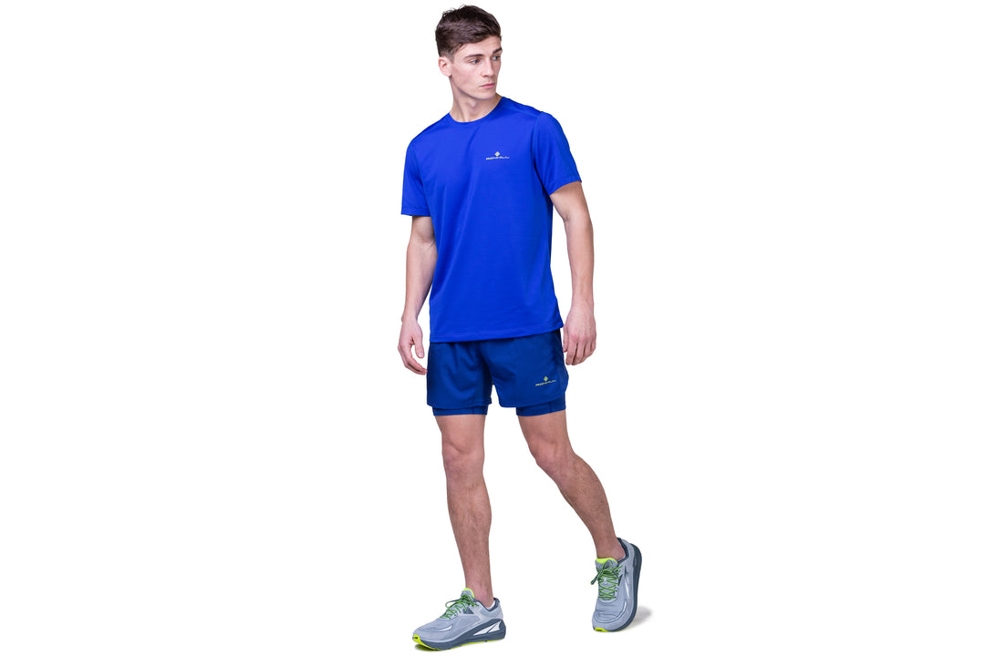 RonHill Mens Tech S/S Tee - Azurite/Citrus