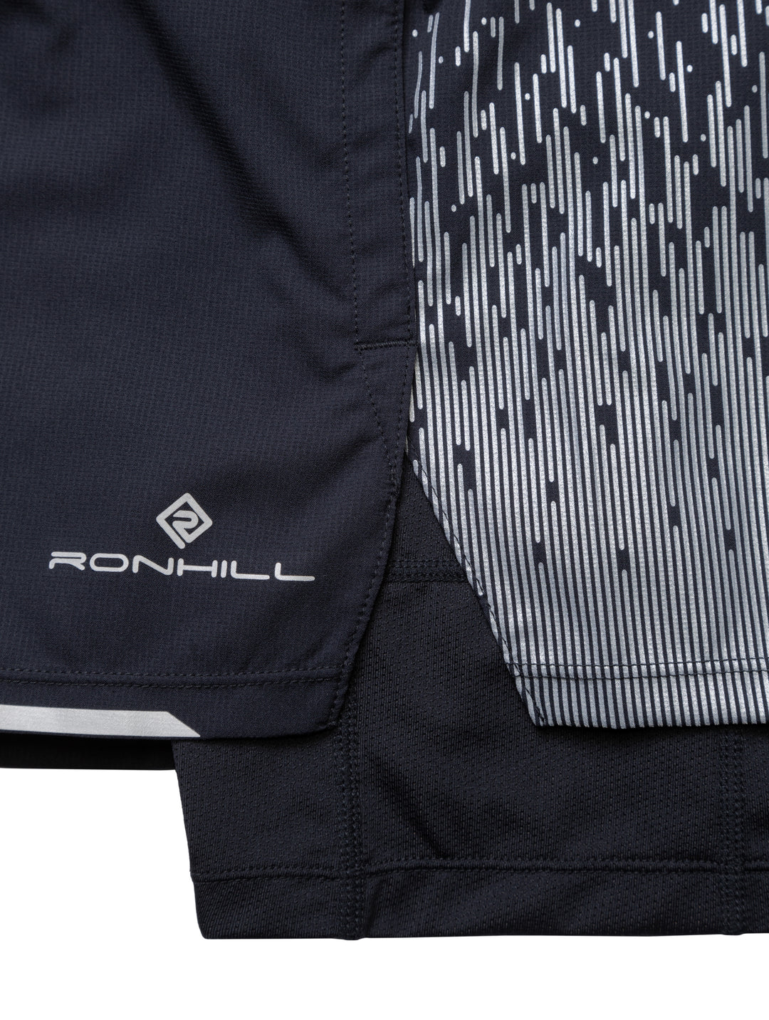 RonHill Mens Tech Reflect 5" Twin Short - Black/Reflect