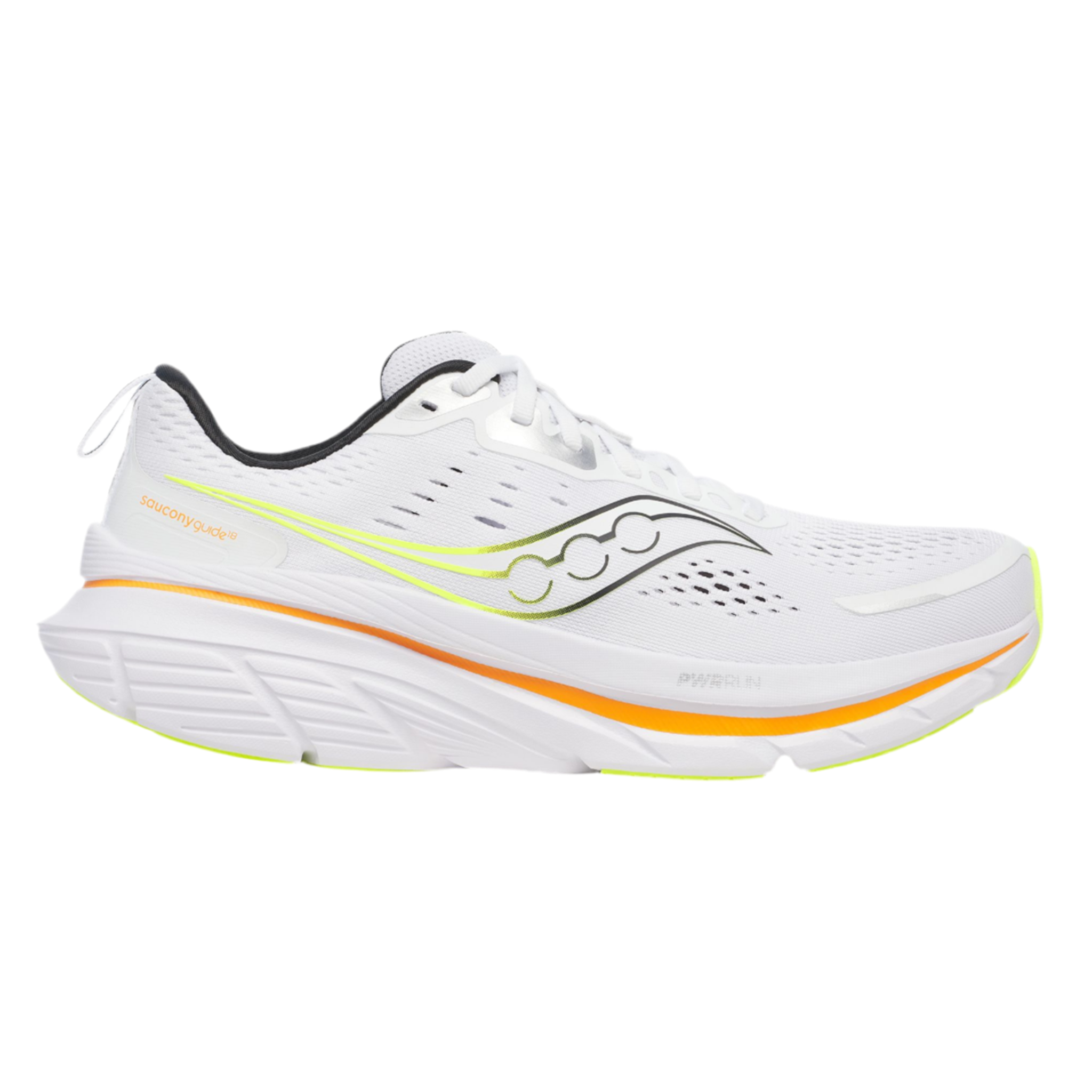 Saucony Mens Guide 18 - White/Peel - Stability - SS25