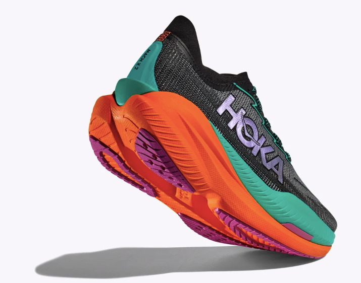 Hoka Mens Mach X 2 Wide - 2E Width Black/Electric Aqua - Neutral