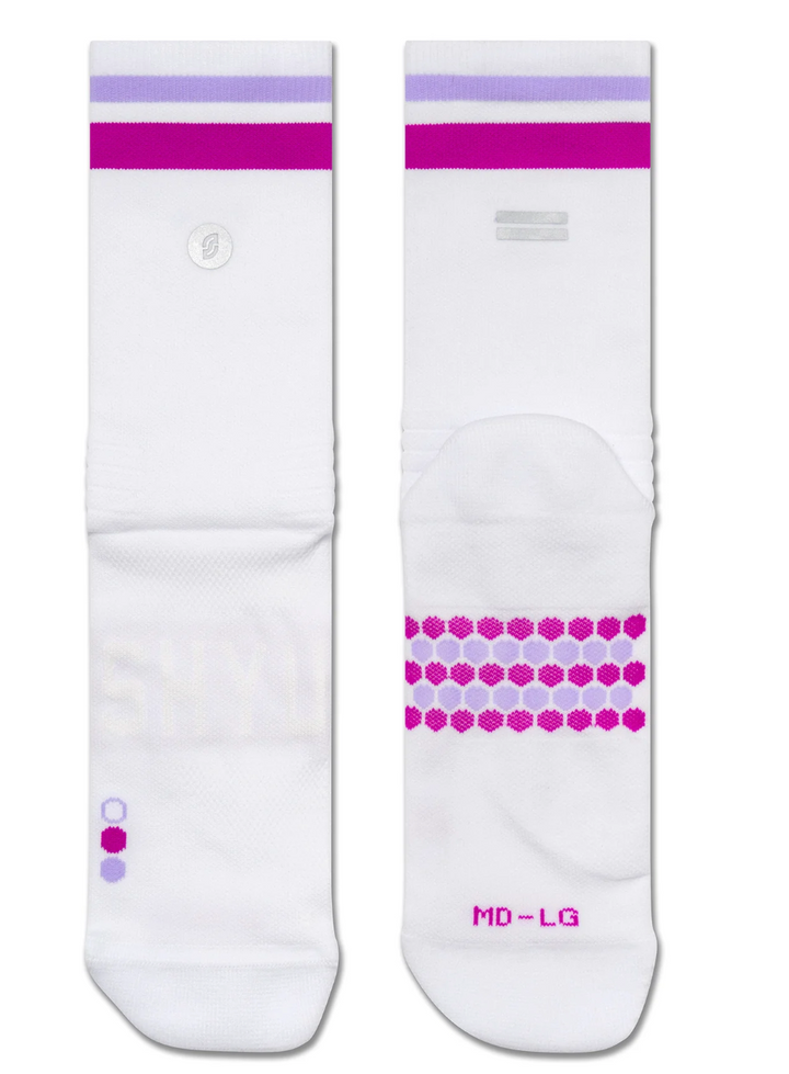 SHYU Racing Half Crew Socks - White/Grape/Lilac