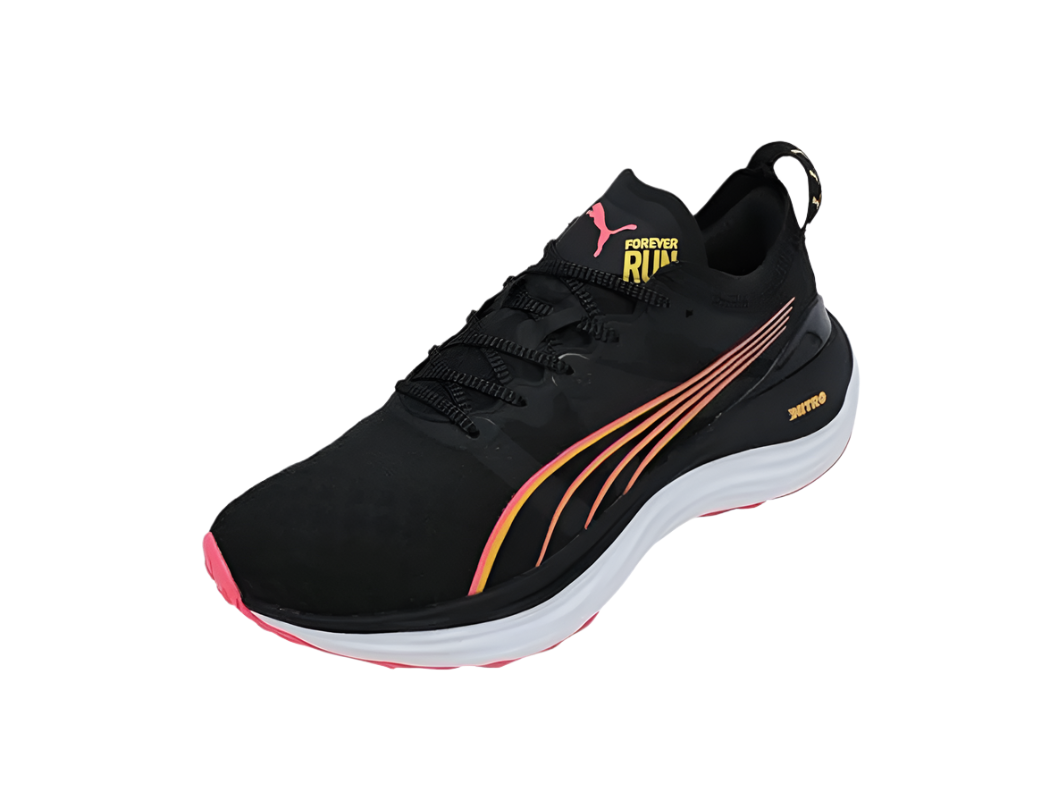 Puma Womens ForeverRun Nitro - Puma Black/Sun Stream/Sunset Glow - Stability