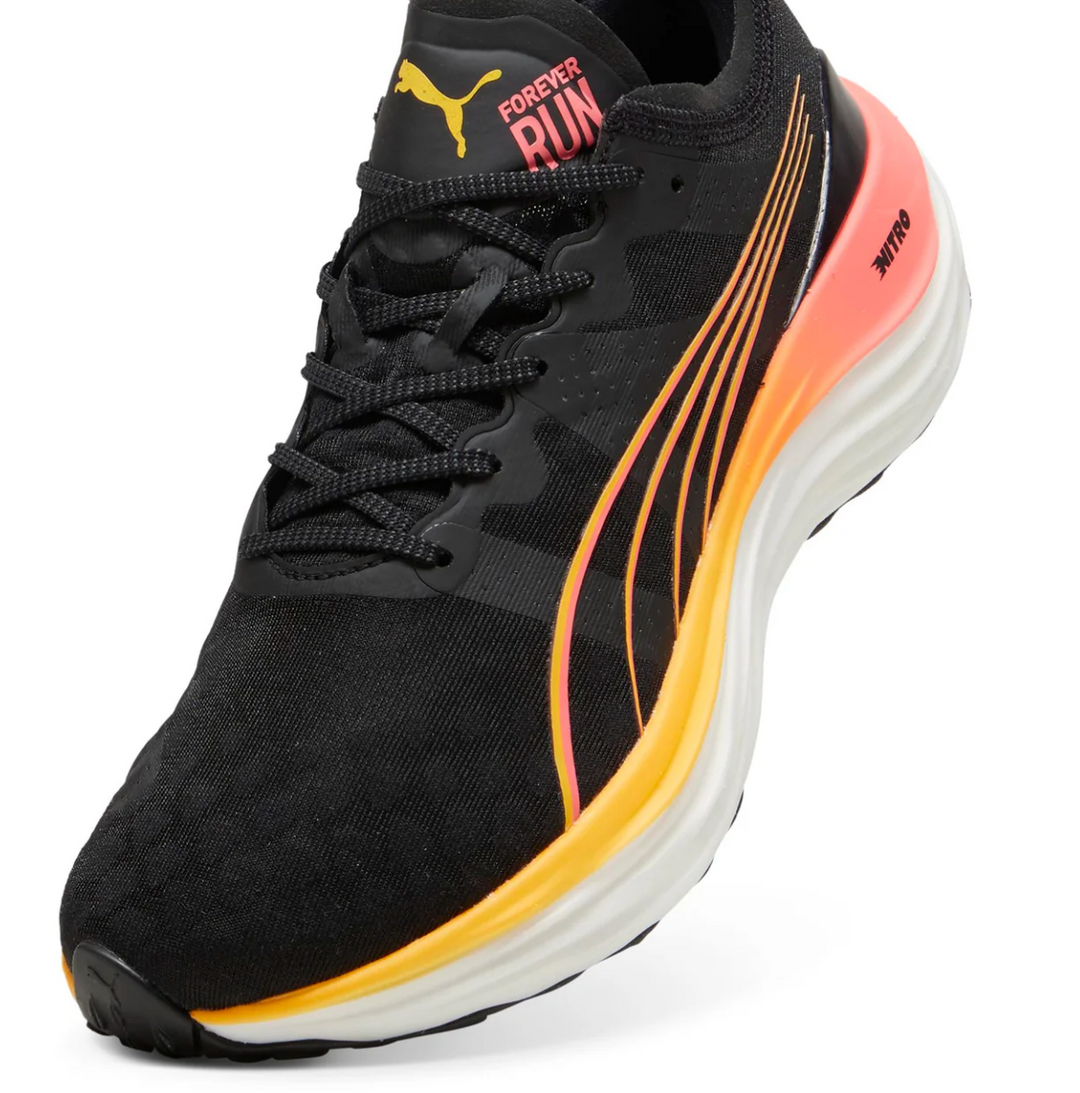 Puma Mens ForeverRun NITRO - PUMA Black/Sun Stream/Sunset Glow- Stability