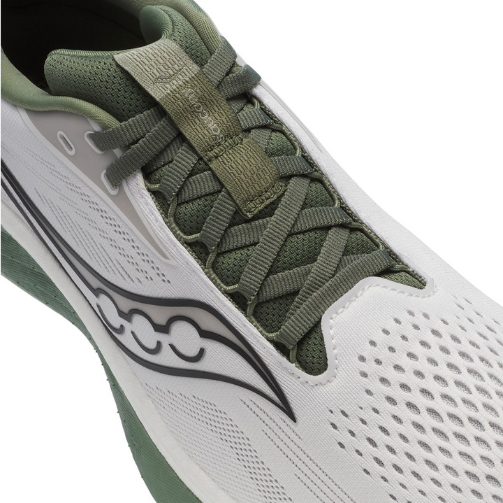 Saucony Mens Ride 18 - White/Olivine - Neutral - SS25