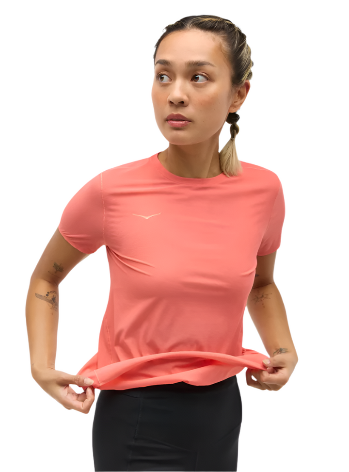 Hoka Womens Airolite Run Short Sleeve - Grapefruit