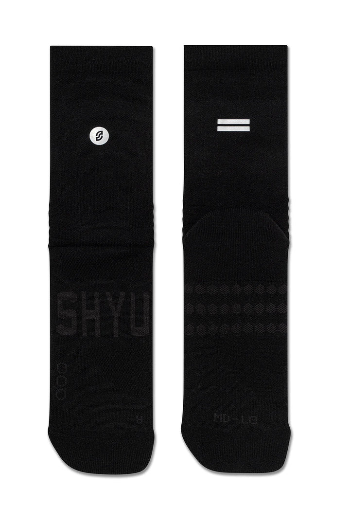 SHYU Racing Half Crew Socks - Black/Black/Black