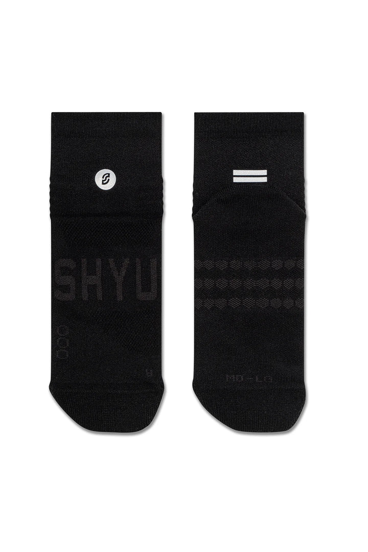 SHYU Racing Quarter Crew Socks - Black/Black/Black