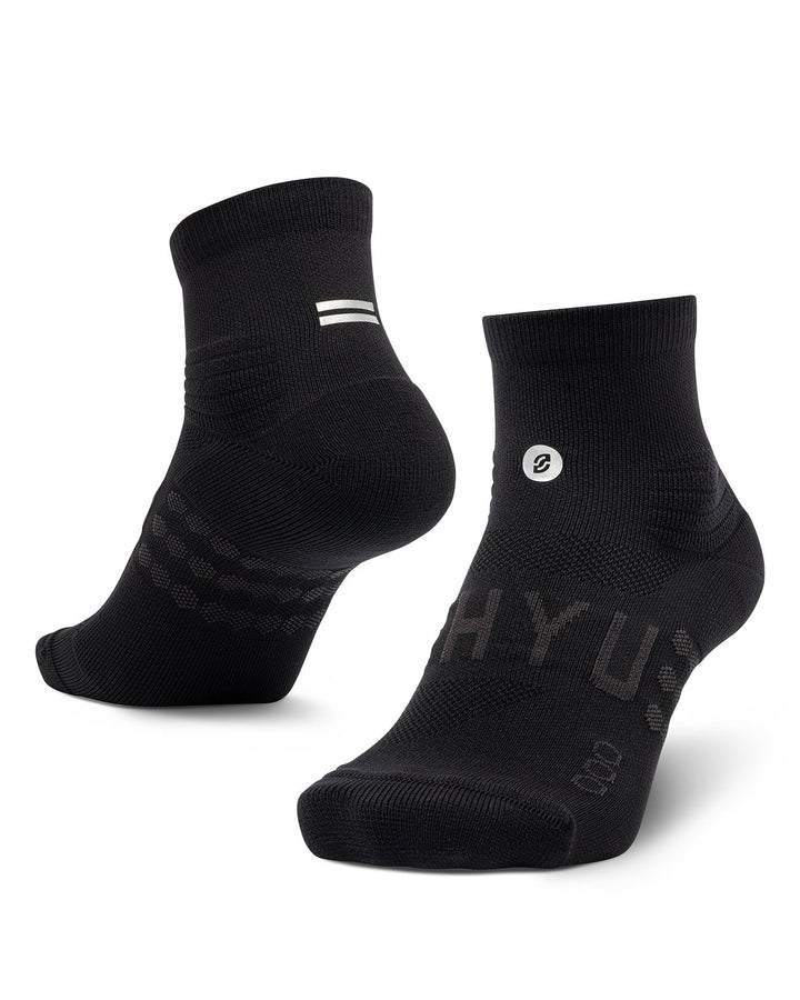 SHYU Racing Quarter Crew Socks - Black/Black/Black