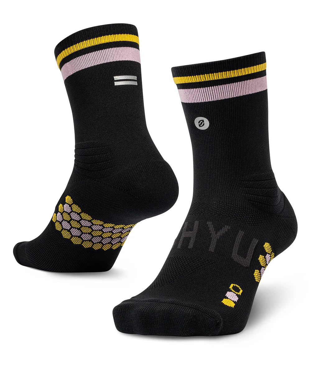 SHYU Racing Half Crew Socks - Black/Pastel/Amber