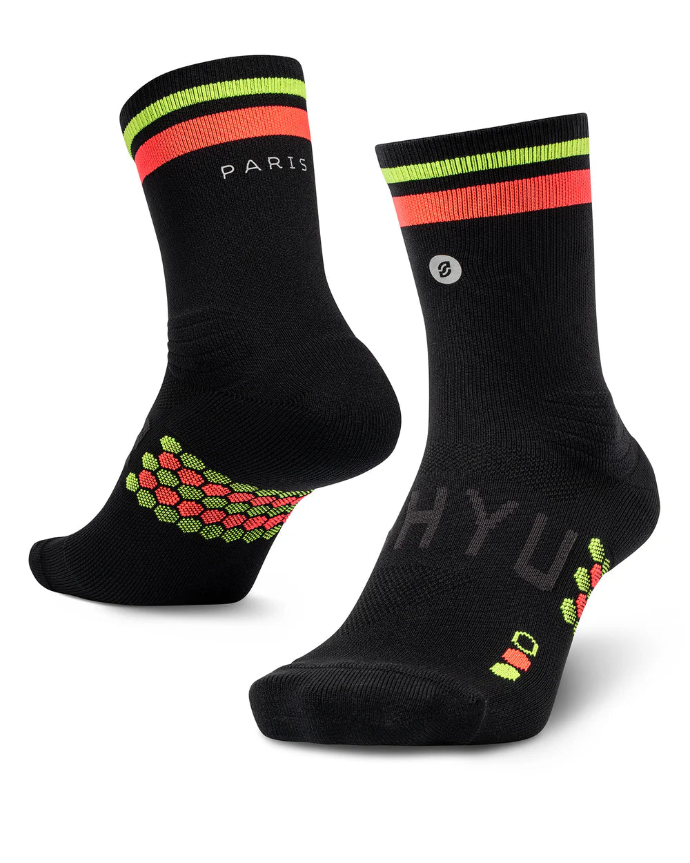 SHYU Racing Half Crew Socks - Black/Red/Neon