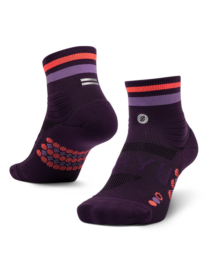 SHYU Racing Quarter Crew Socks - Purple/Grape/Crimson