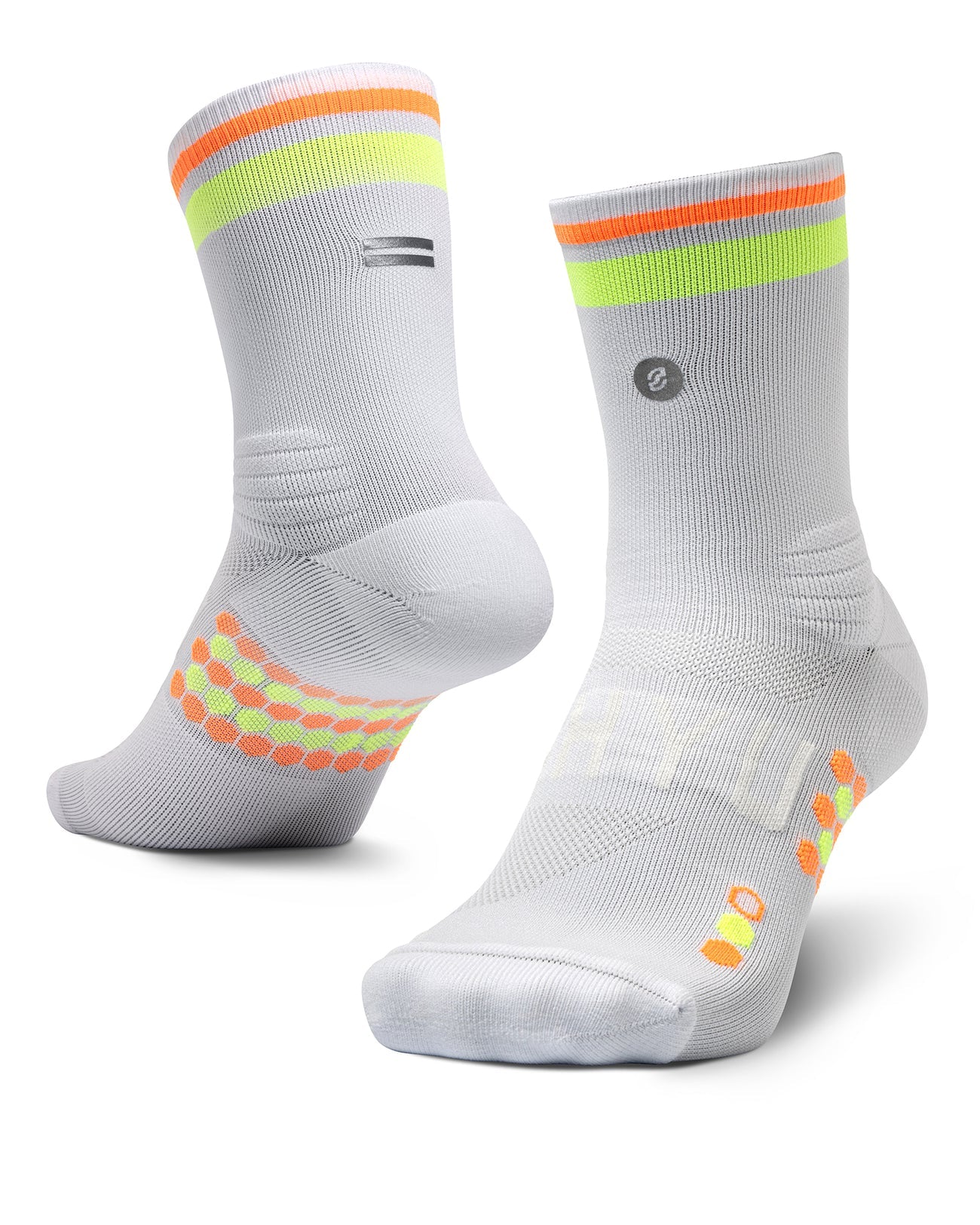 SHYU Racing Half Crew Socks - White/Lime/Mango