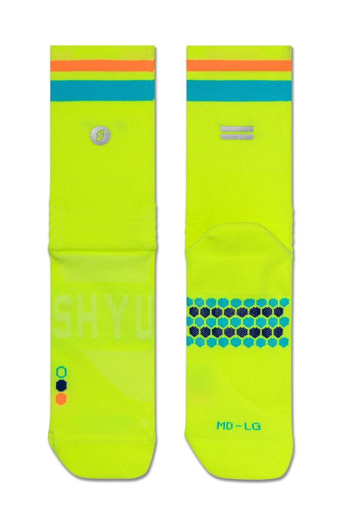 SHYU Racing Half Crew Socks - Volt/Pacific/Orange