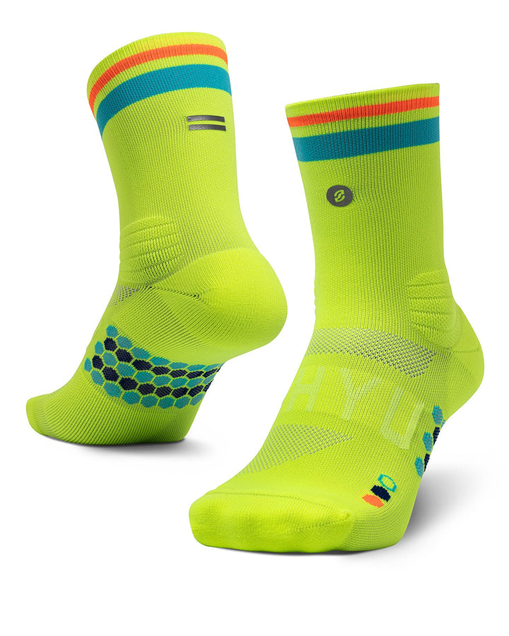 SHYU Racing Half Crew Socks - Volt/Pacific/Orange