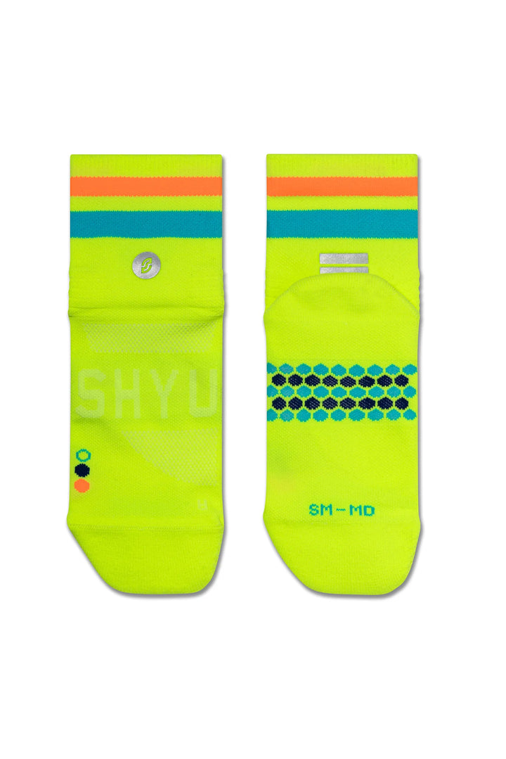 SHYU Racing Quarter Crew Socks - Volt/Pacific/Orange