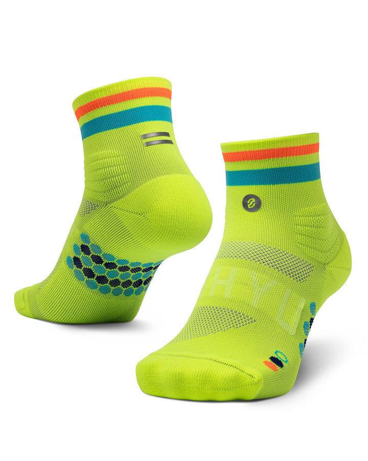 SHYU Racing Quarter Crew Socks - Volt/Pacific/Orange