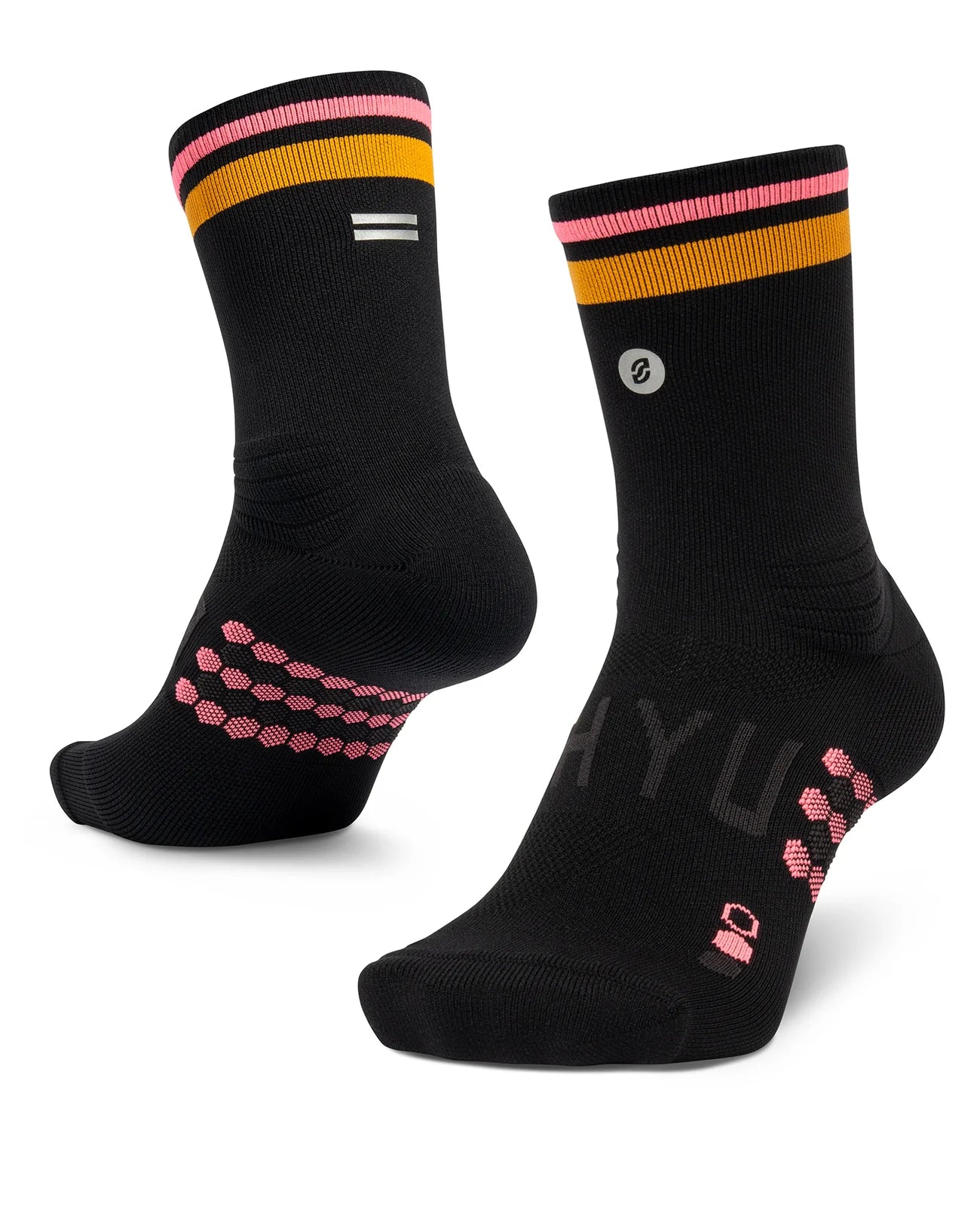 SHYU Racing Half Crew Socks - Black/Orange/Salmon