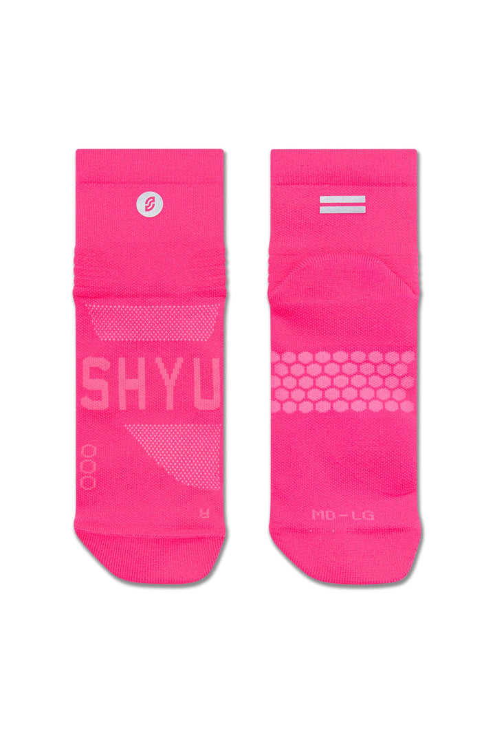 SHYU Racing Quarter Crew Socks - Pink/Pink/Pink