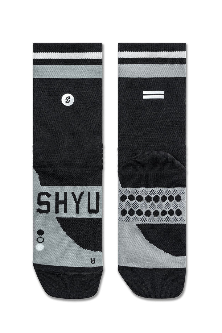 SHYU Racing Half Crew Socks - Black/Grey/White