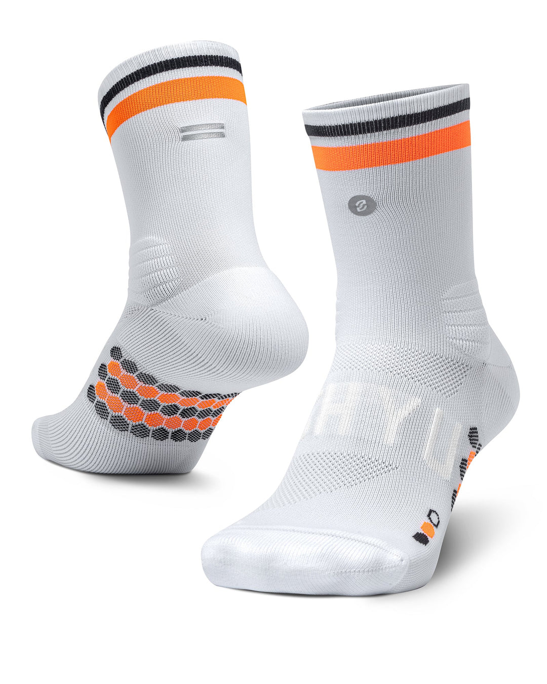 SHYU Racing Half Crew Socks - White/Orange/Black