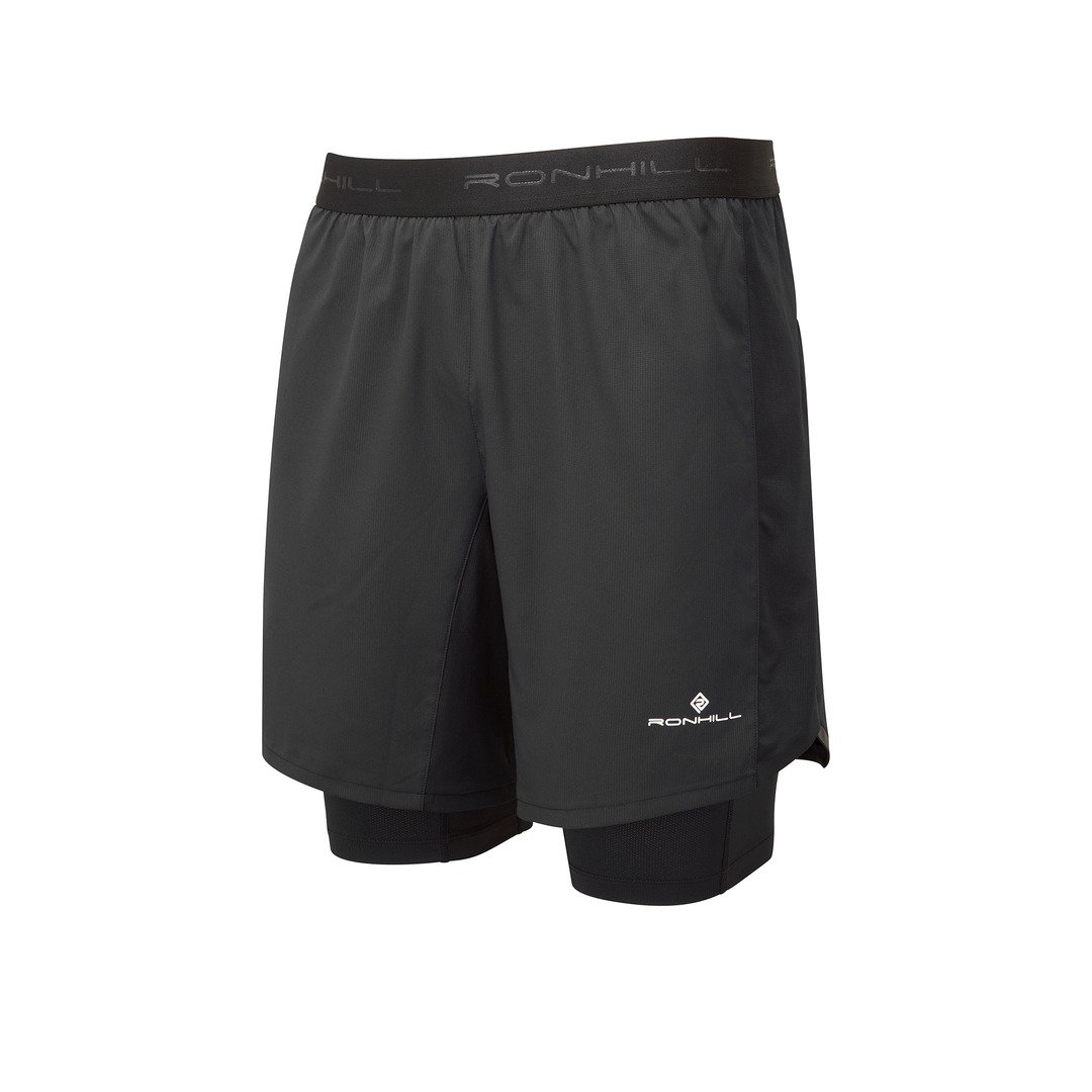 RonHill Mens Tech 7" Twin Short - All Black