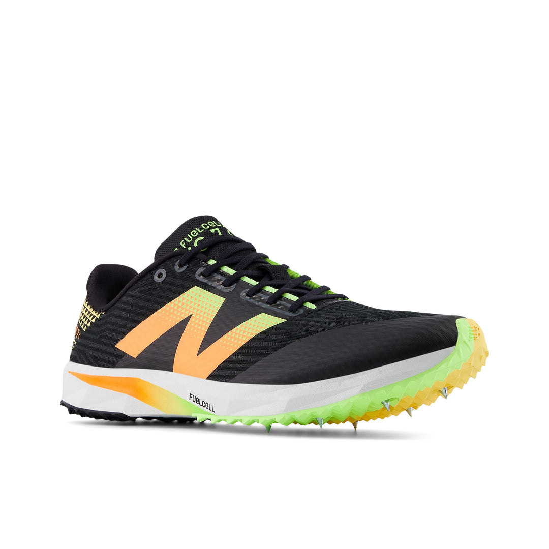 New Balance FuelCell XC7 v5 Cross Country Spikes - Black/Bleached Lime Glo/Hot Mango