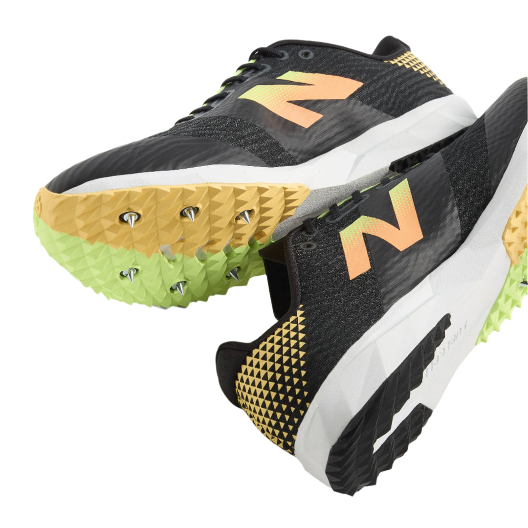 New Balance FuelCell XC7 v5 Cross Country Spikes - Black/Bleached Lime Glo/Hot Mango