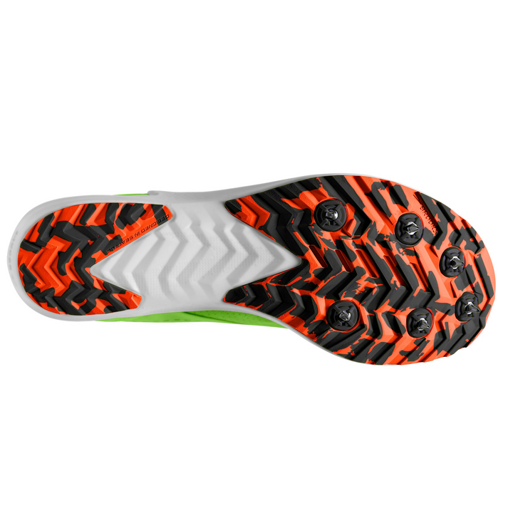 Brooks Draft XC Spikes - Green Gecko/Red Orange/White