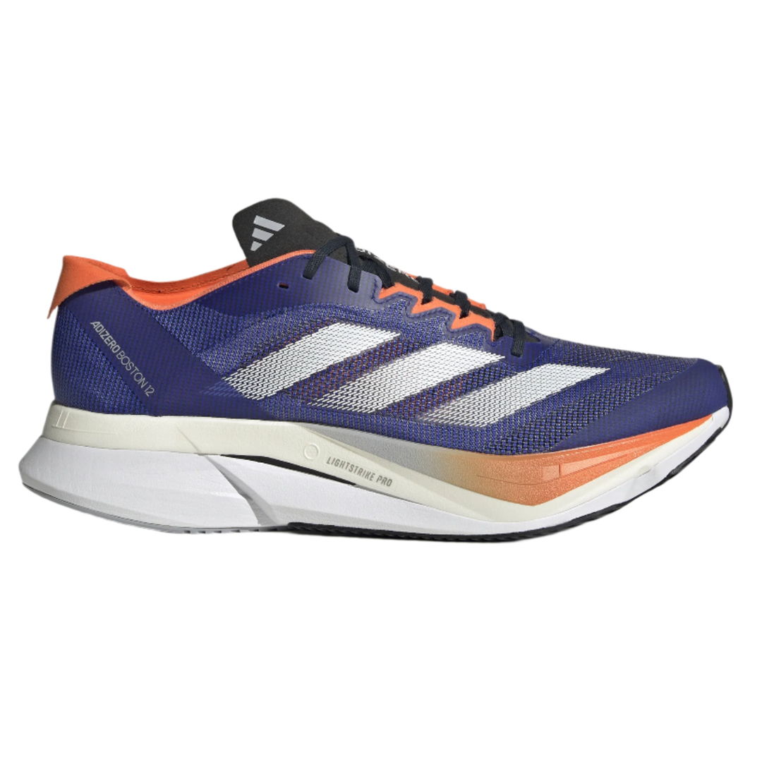 Adidas Mens Adizero Boston 12 - Lucid Blue/Footwear White/Impact Orange - Neutral - SS25