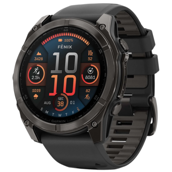 Garmin Fenix 8 - 51mm, AMOLED - Sapphire, Carbon Grey DLC with Black/Pebble Grey Silicone Band