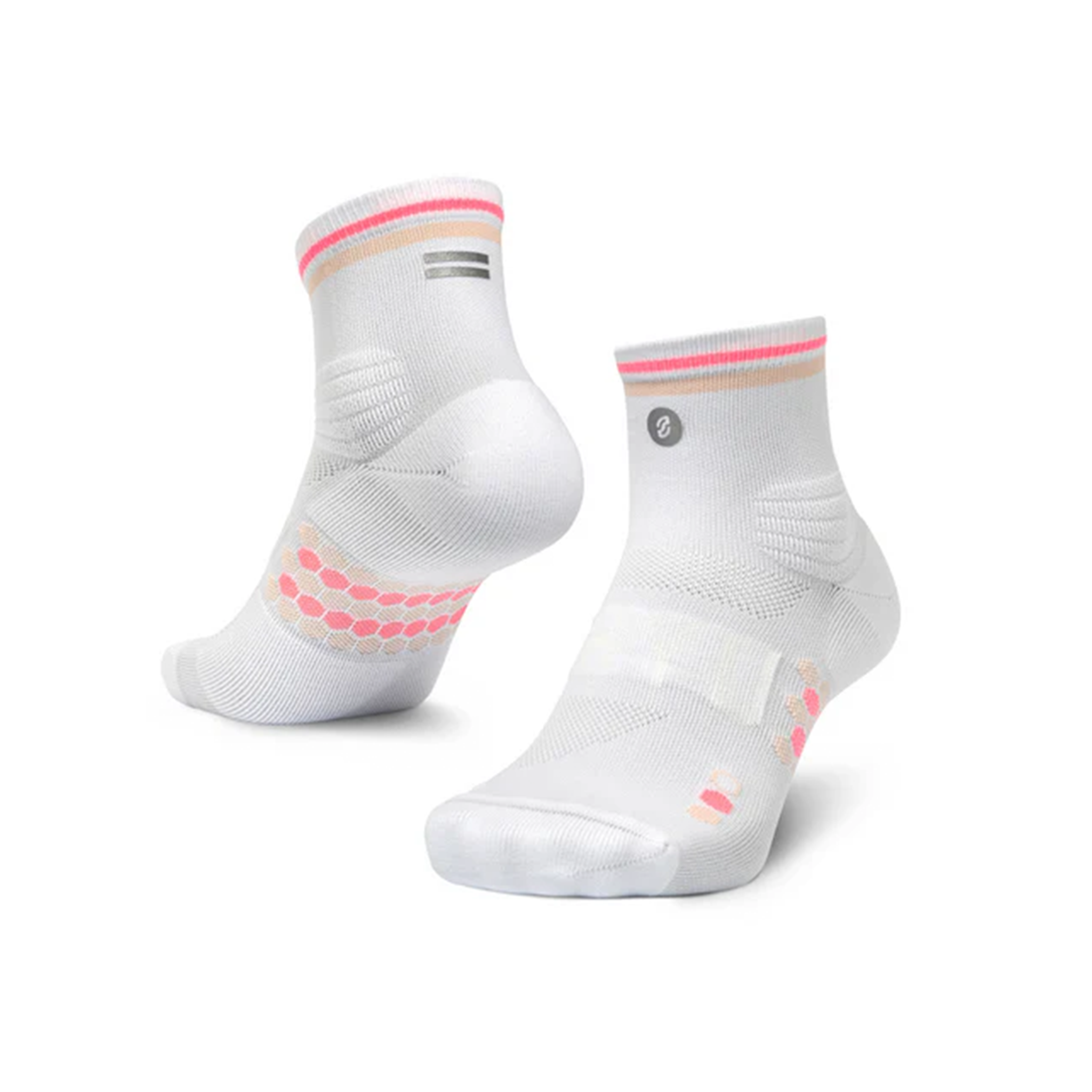 SHYU Racing Quarter Crew Socks - White/Peach/Melon