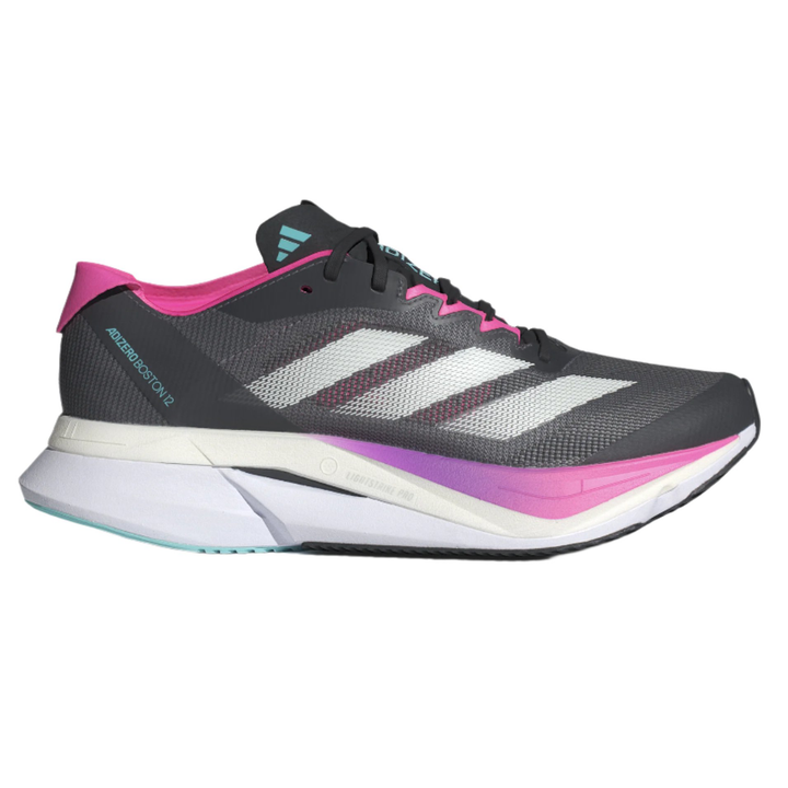 Adidas Womens Adizero Boston 12 - Grey Five/Crystal Jade/Lucid Pink - Neutral - SS25