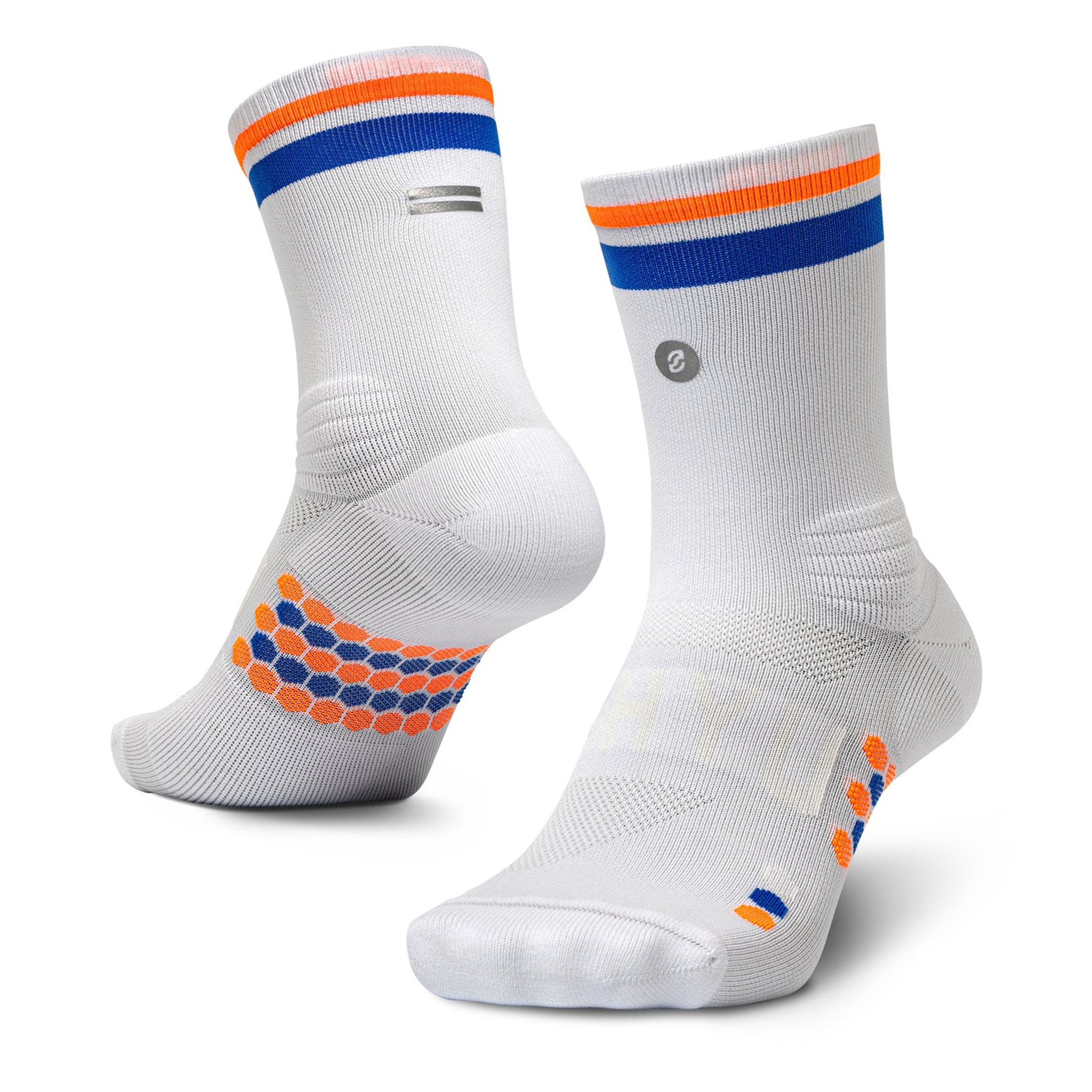 SHYU Racing Half Crew Socks - White/Blue/Orange