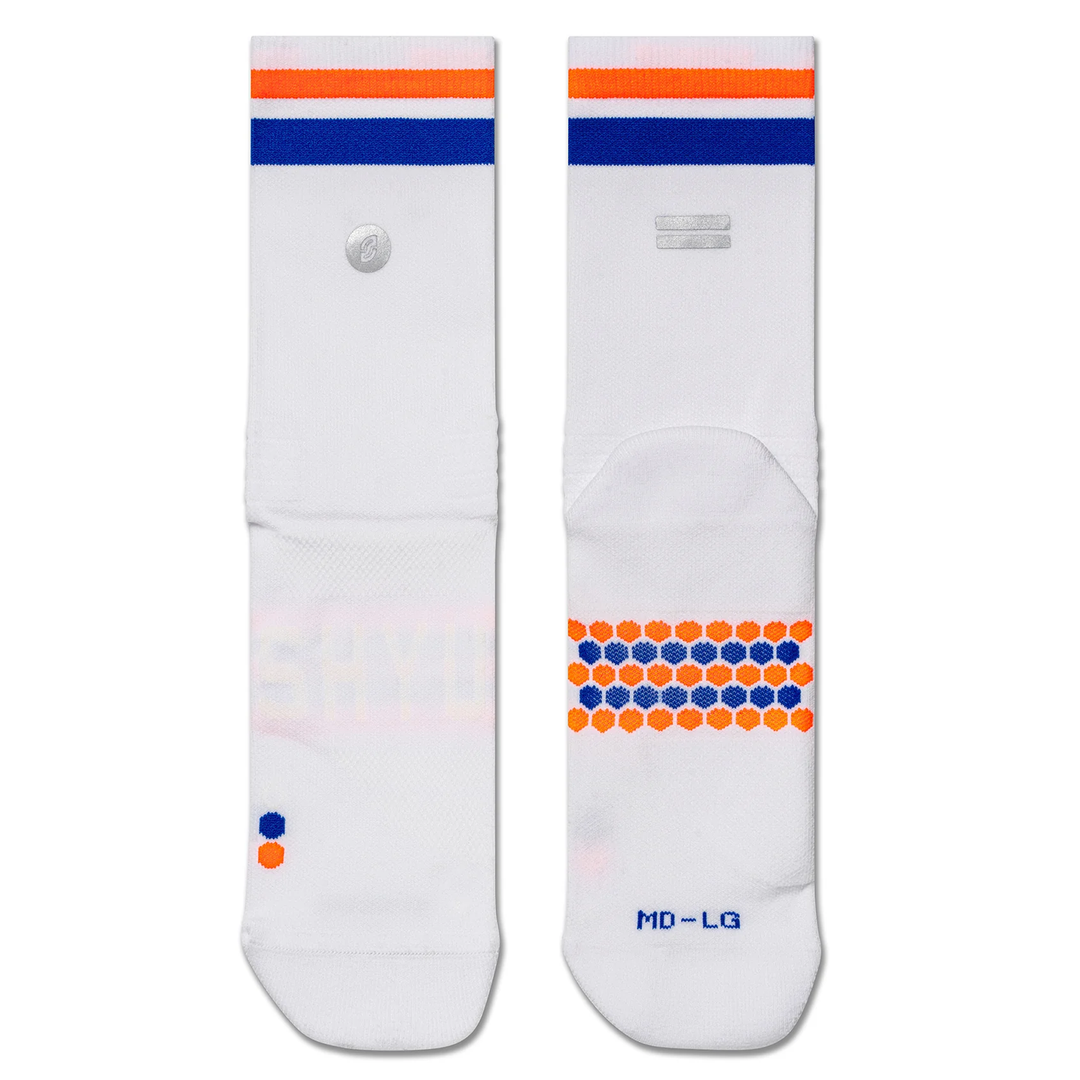 SHYU Racing Half Crew Socks - White/Blue/Orange