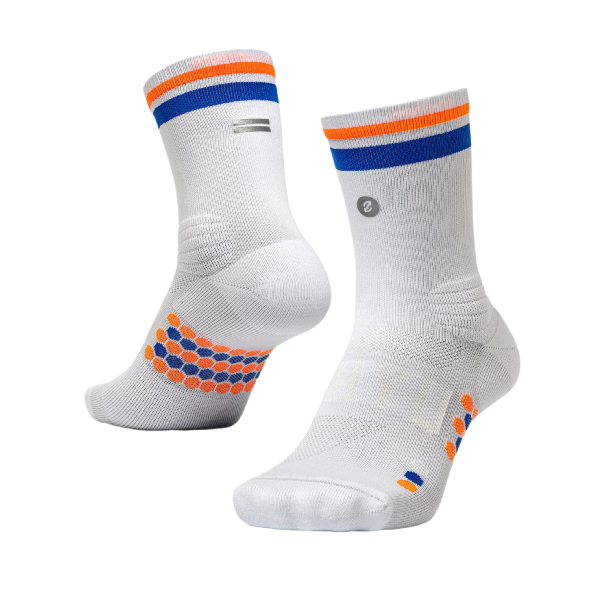 SHYU Racing Half Crew Socks - White/Blue/Orange