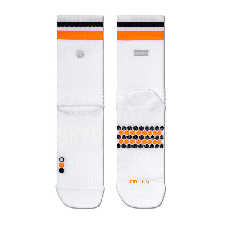 SHYU Racing Half Crew Socks - White/Orange/Black