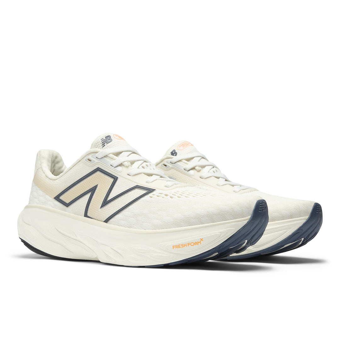 New Balance Womens 1080V14 Wide - D Width - Sea Salt/Vintage Indigo/Hot Mango - Neutral - SS25