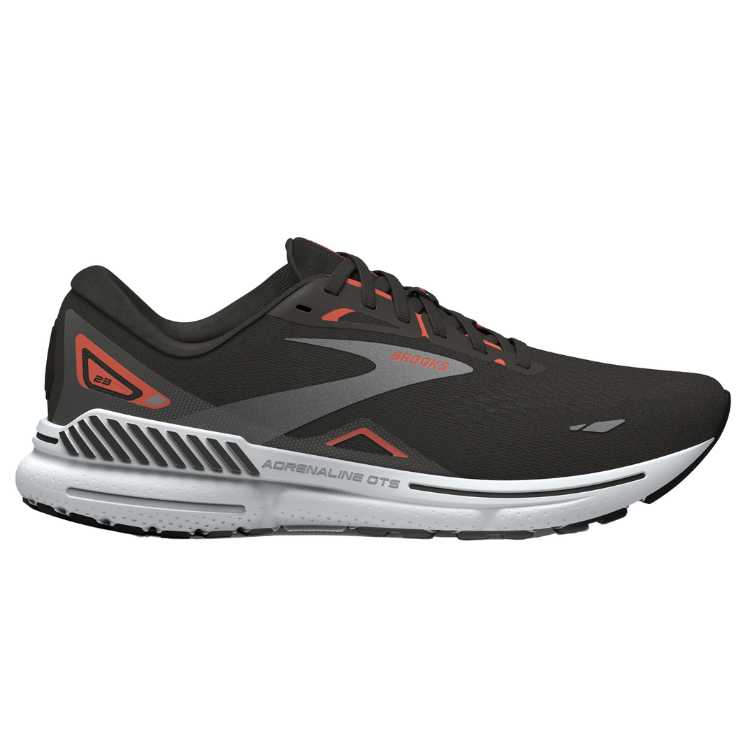 Brooks Mens Adrenaline GTS 23 Black Mandarin Red Silver Stability