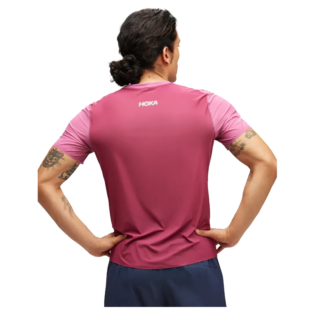 Hoka Mens Airolite Run Short Sleeve - Beet Root