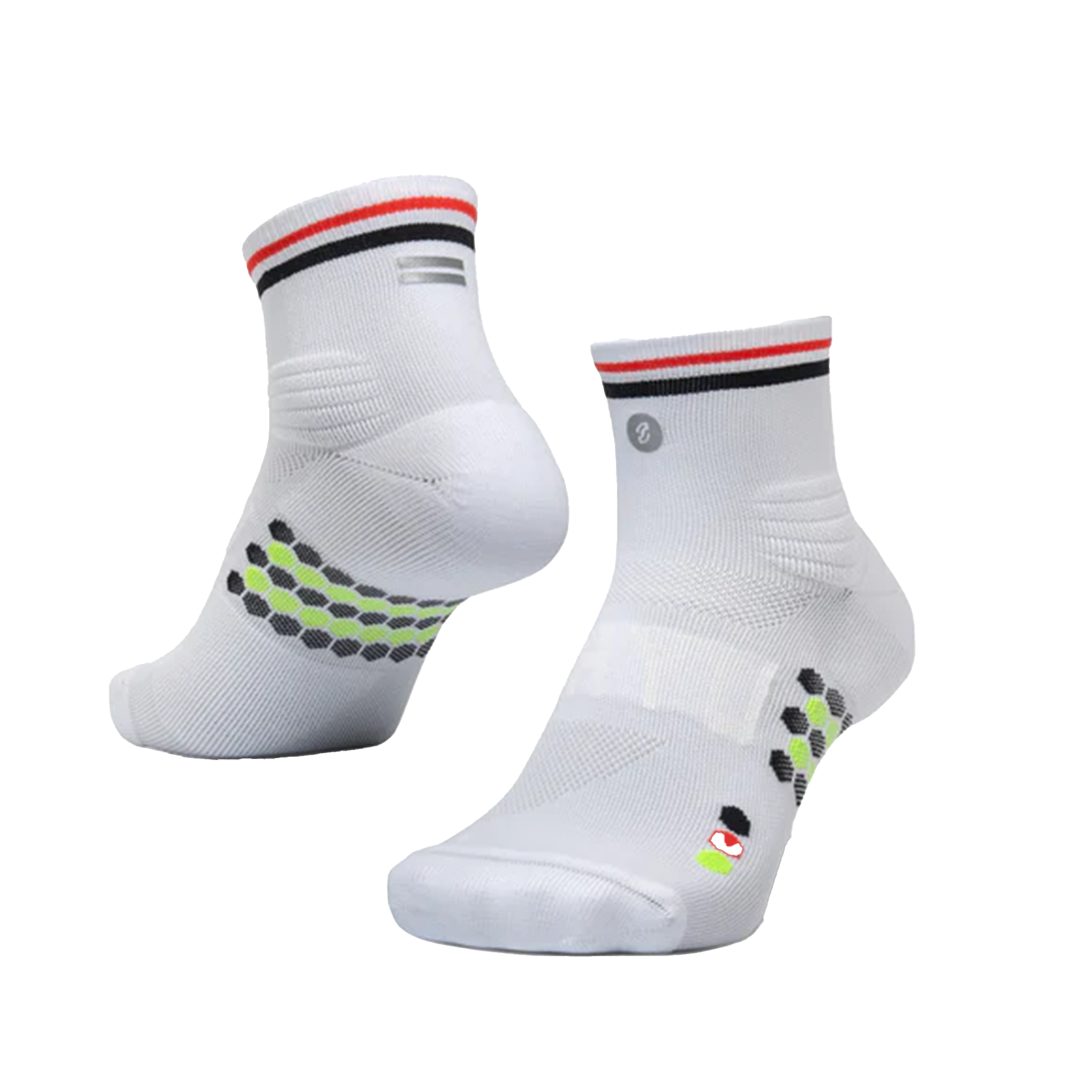 SHYU Racing Quarter Crew Socks - White/Black/Red