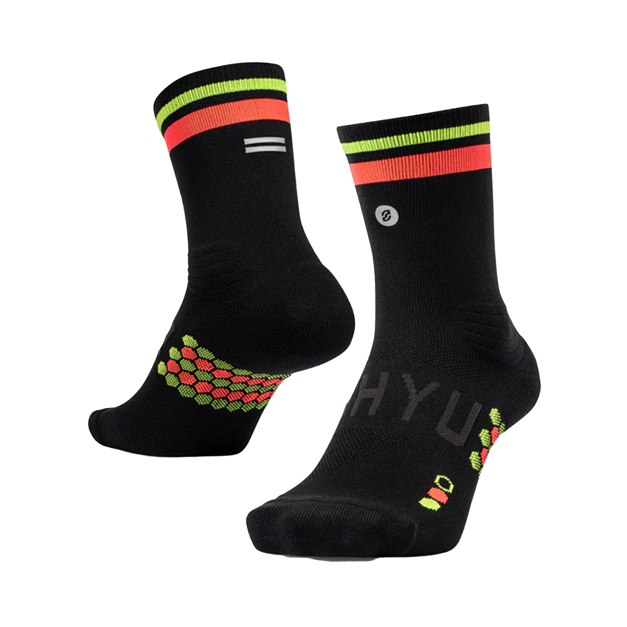 SHYU Racing Half Crew Socks - Black/Red/Neon