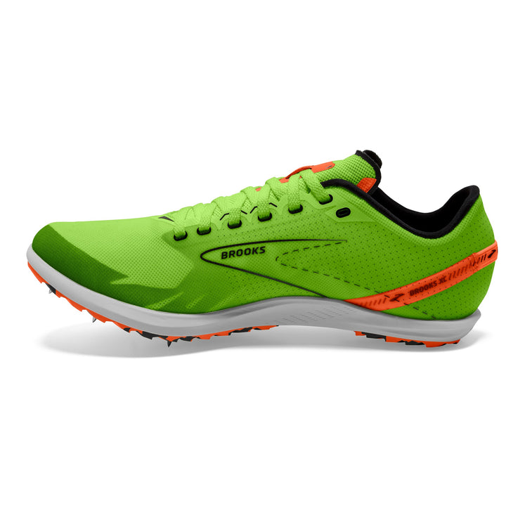 Brooks Draft XC Spikes - Green Gecko/Red Orange/White