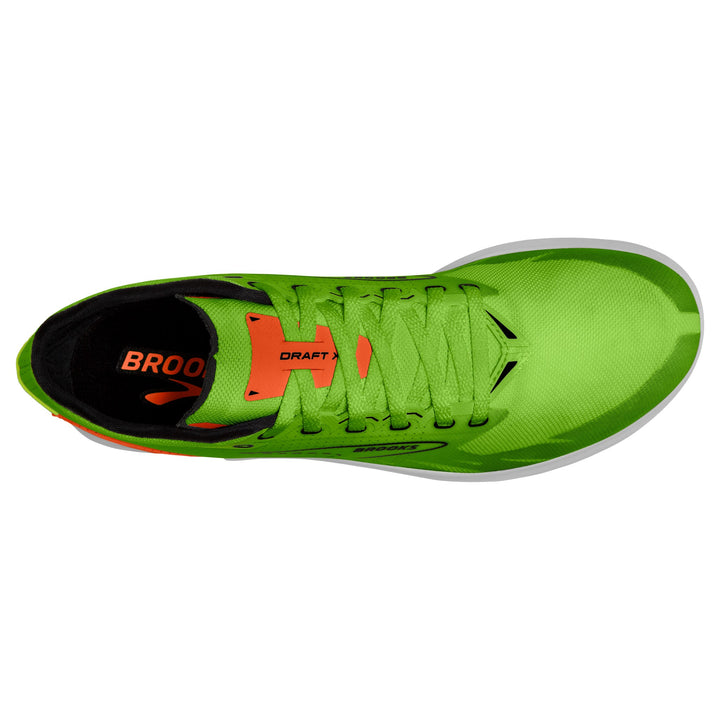 Brooks Draft XC Spikes - Green Gecko/Red Orange/White